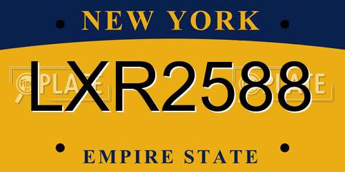 LXR2588 New York License Plate