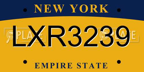 LXR3239 New York License Plate