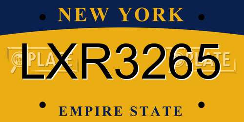 LXR3265 New York License Plate