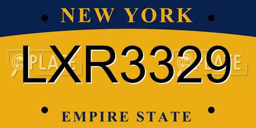 LXR3329 New York License Plate