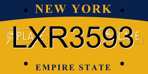 LXR3593 New York License Plate
