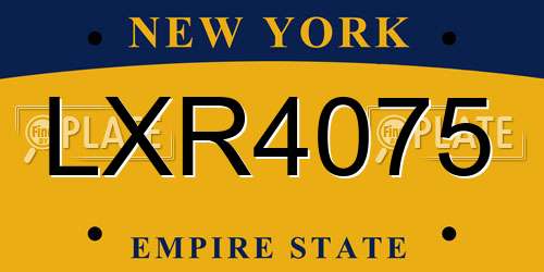 LXR4075 New York License Plate