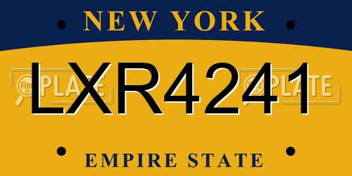 LXR4241 New York License Plate