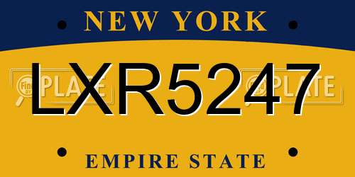 LXR5247 New York License Plate