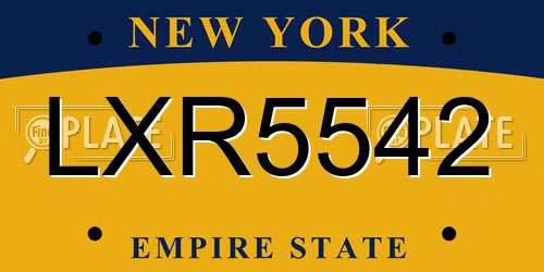 LXR5542 New York License Plate
