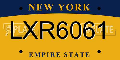 LXR6061 New York License Plate