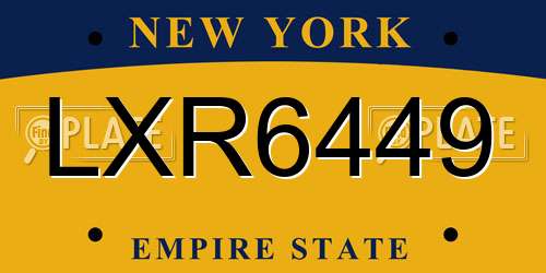LXR6449 New York License Plate