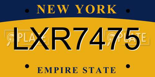 LXR7475 New York License Plate