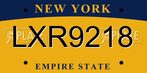 LXR9218 New York License Plate