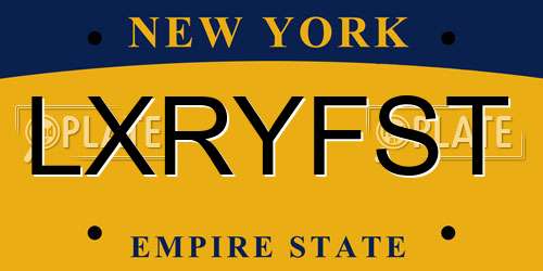 LXRYFST New York License Plate