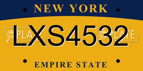 LXS4532 New York License Plate
