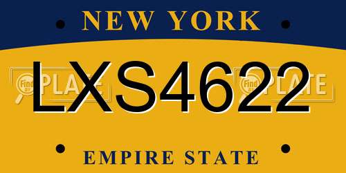 LXS4622 New York License Plate