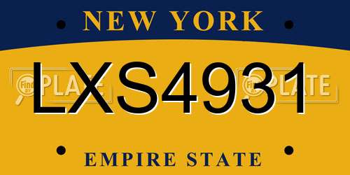 LXS4931 New York License Plate