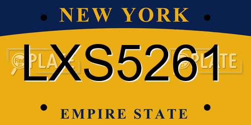 LXS5261 New York License Plate