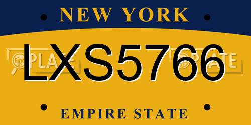 LXS5766 New York License Plate