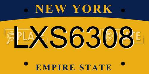 LXS6308 New York License Plate