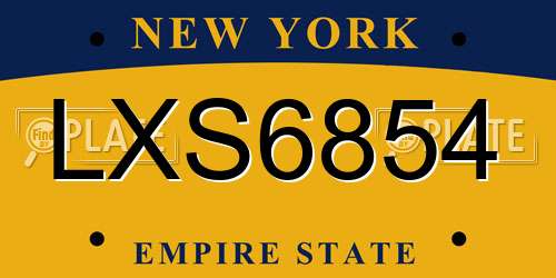 LXS6854 New York License Plate