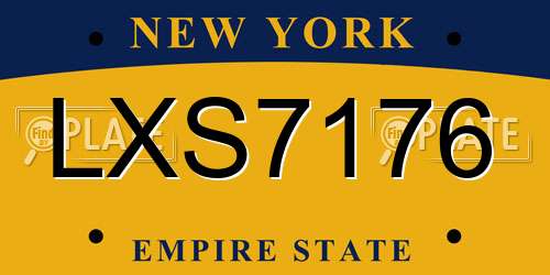 LXS7176 New York License Plate