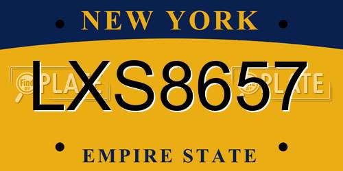 LXS8657 New York License Plate