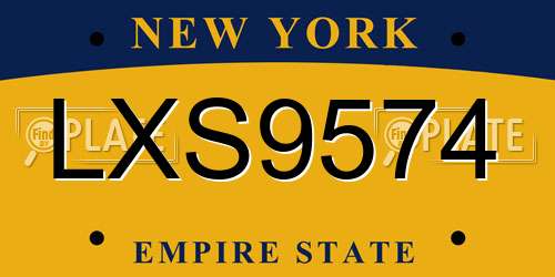 LXS9574 New York License Plate
