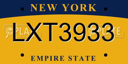 LXT3933 New York License Plate
