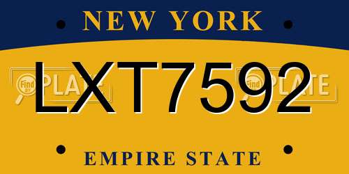 LXT7592 New York License Plate