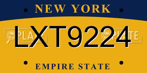 LXT9224 New York License Plate