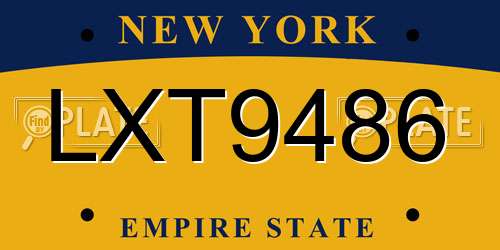LXT9486 New York License Plate