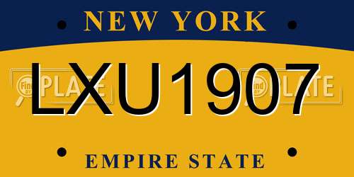 LXU1907 New York License Plate
