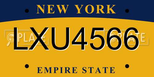 LXU4566 New York License Plate