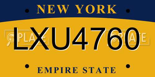 LXU4760 New York License Plate