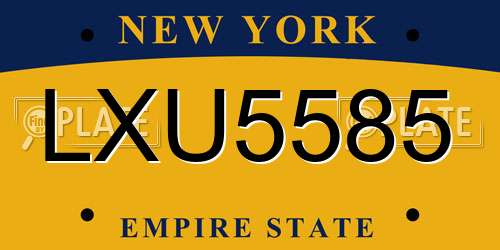 LXU5585 New York License Plate