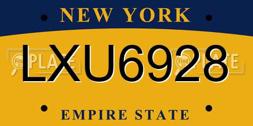 LXU6928 New York License Plate