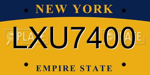 LXU7400 New York License Plate