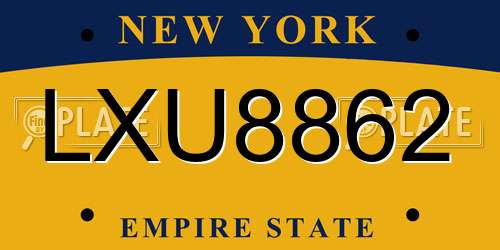 LXU8862 New York License Plate