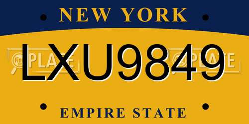 LXU9849 New York License Plate