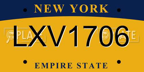 LXV1706 New York License Plate