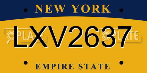LXV2637 New York License Plate