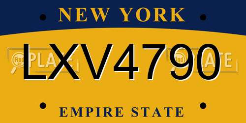 LXV4790 New York License Plate