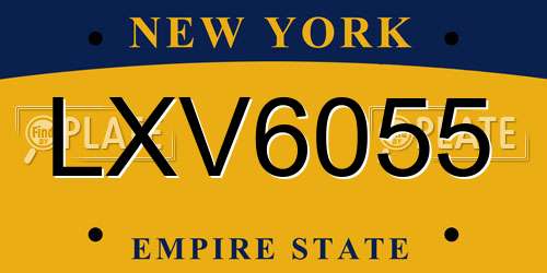 LXV6055 New York License Plate