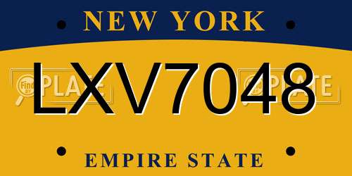LXV7048 New York License Plate
