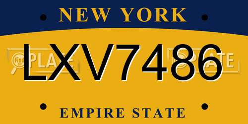LXV7486 New York License Plate