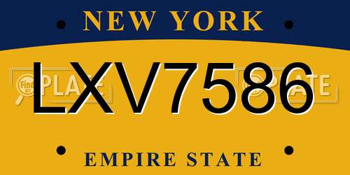 LXV7586 New York License Plate