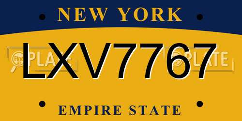 LXV7767 New York License Plate