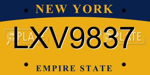LXV9837 New York License Plate