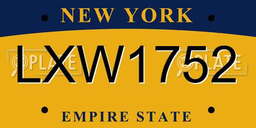 LXW1752 New York License Plate