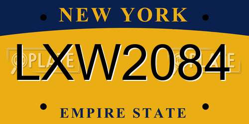 LXW2084 New York License Plate