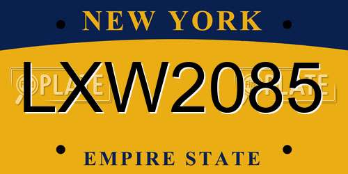 LXW2085 New York License Plate