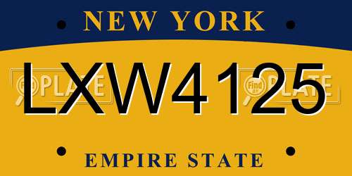 LXW4125 New York License Plate