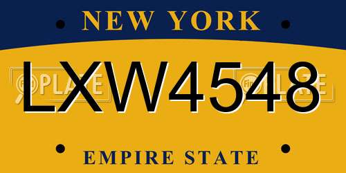 LXW4548 New York License Plate